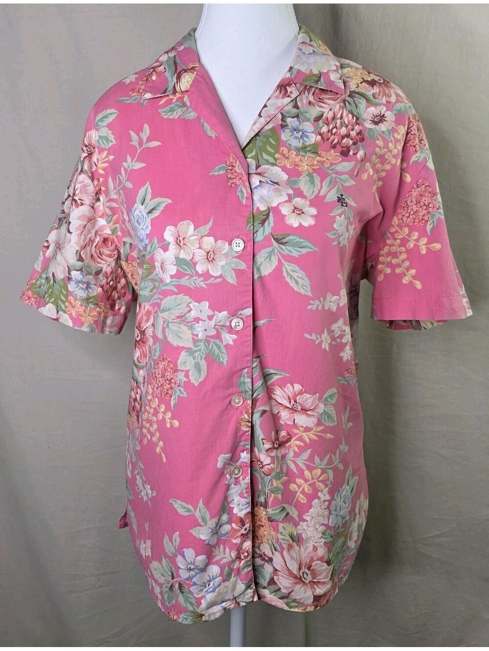 Lauren Ralph Lauren Pink Floral Button Down Shirt Women's Large